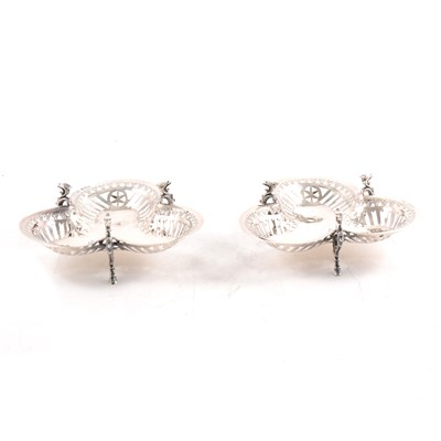 Lot 174 - A pair of silver trefoil bon bon dishes by Atkin Brothers