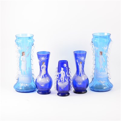 Lot 44 - A small collection of 'Mary Gregory' style coloured glassware