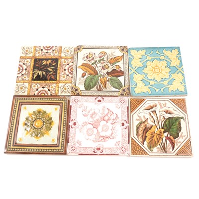 Lot 53 - A collection of Victorian and later decorative ceramic tiles