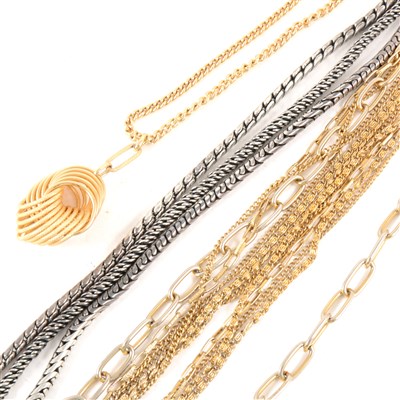 Lot 259 - A quantity of costume jewellery, to include three necklaces by Ermani Bulatti, a silver brooch in the shape of a stemmed rose, a ring in the shape of a treble clef with matching earrings