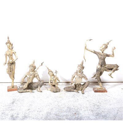 Lot 226 - Five contemporary metallic Tibetan figures