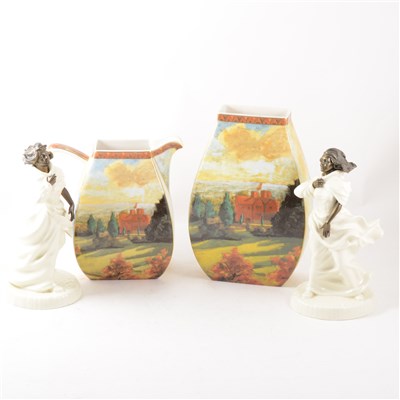 Lot 16 - Two Minton Sea Breezes figures, Border Fine Art vases after Churchill, etc.