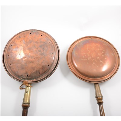 Lot 83 - Two warming pans and a dredger.