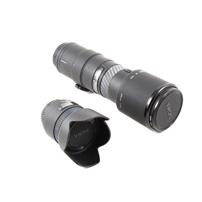Lot 97 - Two Sigma camera lenses, 500mm and 28mm, cased.