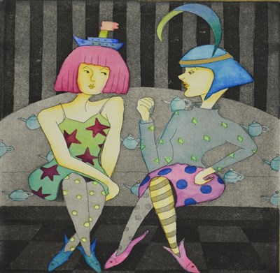Lot 301 - After Luis Matias Sanchez, Gossip Calypso, limited edition print, and four similar prints