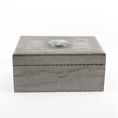 Lot 59 - An Arts & Crafts style cigar box with Ruskin style roundel