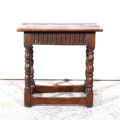 Lot 346 - Oak joint stool, rectangular top
