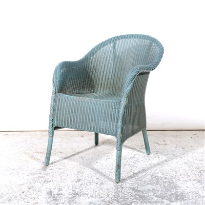 Lot 424 - Lloyd Loom blue painted woven cane chair.