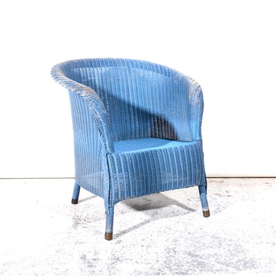 Lot 429 - Lloyd Loom blue painted woven cane chair.