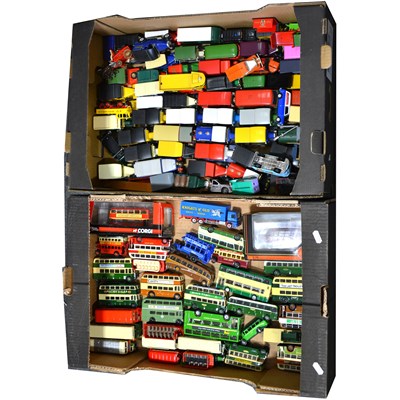 Lot 269 - Corgi and Matchbox die-cast models; including advertising vans, buses and coaches.