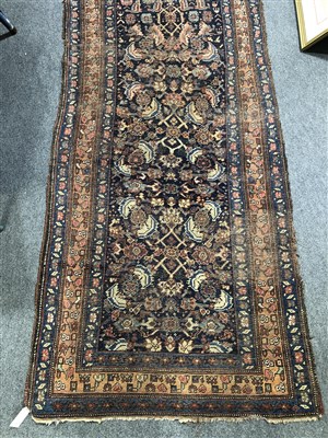 Lot 437 - Persian pattern runner, reduced, worn.