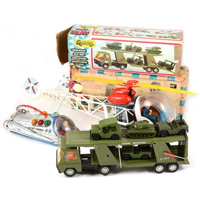 Lot 78 - Tin-plate and plastic toys; four toys including U.SA.F - Gemini X-5 space craft etc.