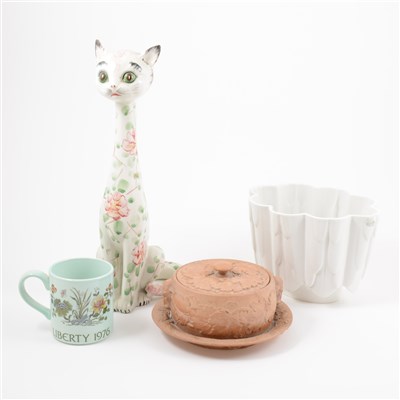 Lot 22 - Three boxes of ceramics and glass ware, including decanters, jelly moulds, Staffordshire dogs, tea ware, etc