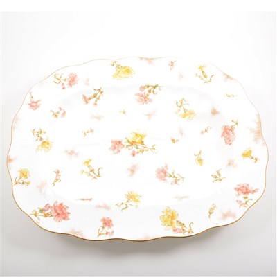 Lot 54 - A large Royal Crown Derby meat plate, Adderleys meat plate and dish, and a mahogany tray