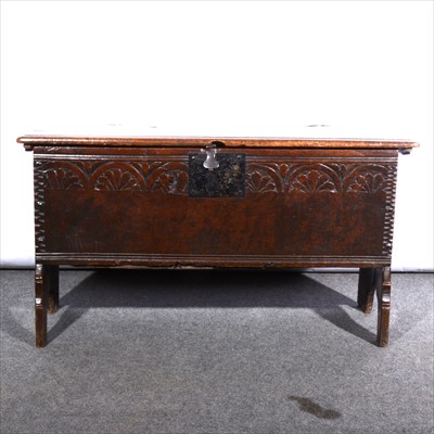 Lot 819 - A boarded oak coffer