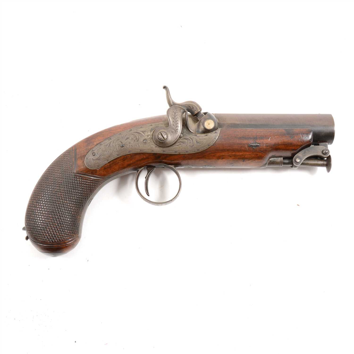 Lot 142 - Percussion pistol by W J Rigby, Dublin