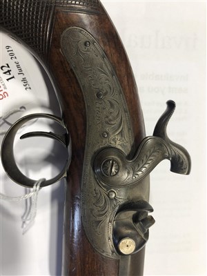 Lot 142 - Percussion pistol by W J Rigby, Dublin