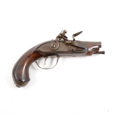 Lot 141 - Flintlock pistol, part octagonal barrel, plain lock plate