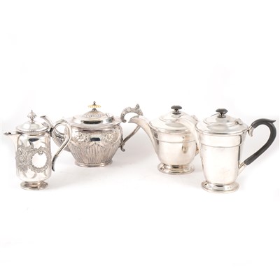 Lot 96 - A silver-plated tea and coffee pots by Walker & Hall in the art deco style