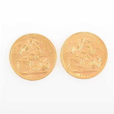 Lot 266A - Two Full Sovereigns - Victoria Veiled Head 1898, 1899