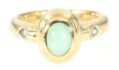Lot 210 - A jade and diamond dress ring