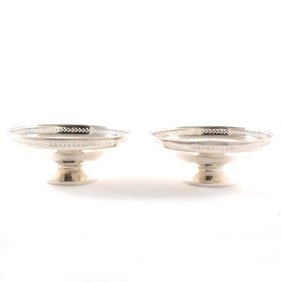 Lot 123 - Pair of silver bon bon dishes, Walker & Hall, Sheffield 1930