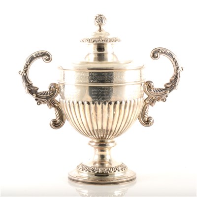 Lot 132 - George III silver campana-shape trophy, S C Younge & Co, Sheffield 1819