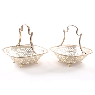 Lot 125 - Pair of silver sweetmeat baskets, Martin Hall & Co, Sheffield 1911-12