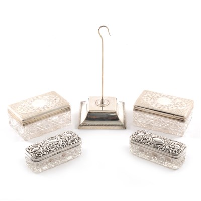 Lot 112 - Pair of cut glass silver mounted boxes, James Vickery, London 1874