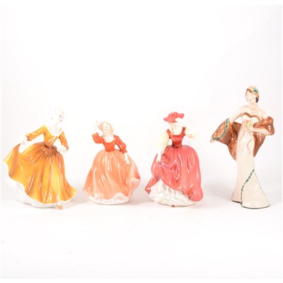 Lot 2 - Four Royal Doulton figures, and four other figurines.