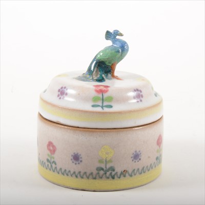 Lot 163 - A dish and cover with peacock finial, by Carter Stabler and Adams, Poole, circa 1930
