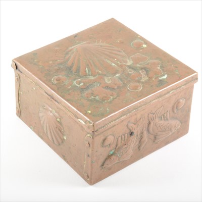 Lot 70 - A Newlyn Arts and Crafts copper box and cover.