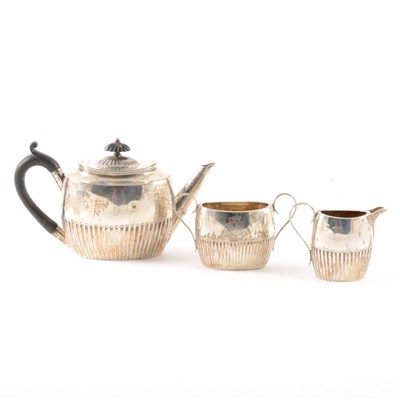 Lot 147 - Victorian silver three-piece bachelor's teaset, Edward Hutton & Sons, London 1886-87