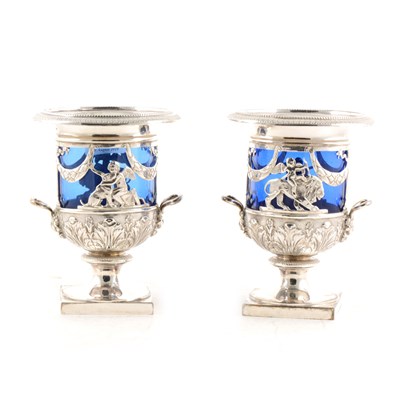 Lot 119 - Pair of German silver campana shape sugar baskets, 930 standard