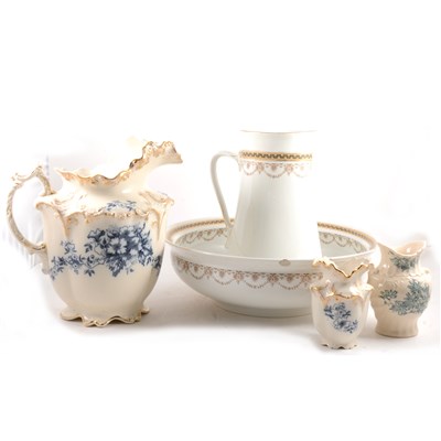 Lot 82 - Bridgewood & Sons, Dart pattern pottery jug and bowl, and another wash set.