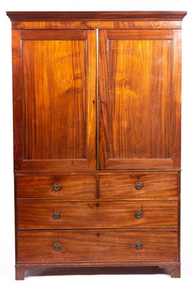 Lot 450 - A George III mahogany linen-press