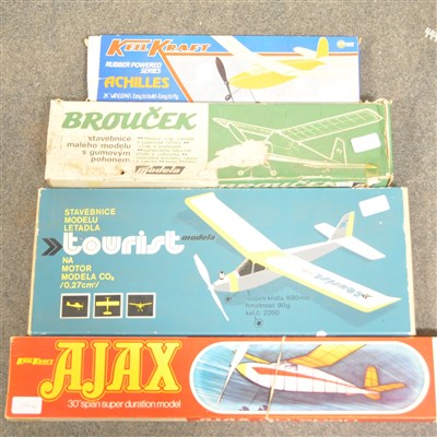Lot 335 - 4 x Kits; Keil Kraft AJAX and ACHILLES rubber TOURIST BROUCEK Co2.
