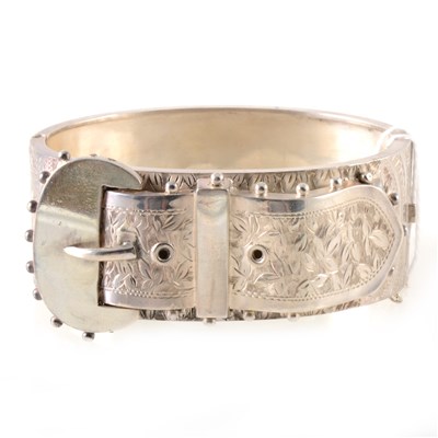 Lot 392 - A Victorian silver half hinged bangle.