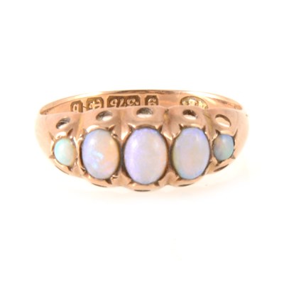Lot 275 - A five stone opal ring.