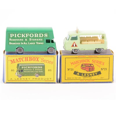Lot 269 - MatchboxToys; no.46 'Pickfords' Removal Van, no.21 milk delivery truck, both boxed.