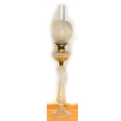 Lot 60 - A cut-glass oil lamp
