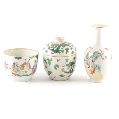 Lot 53 - A Chinese vase, flared rim, ovoid body, polychrome enamels, ...