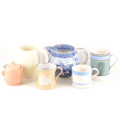 Lot 9 - A Mocha pottery 'Pint' tankard, Wedgwood Keith Murray tankard, etc.