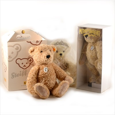 Lot 168 - Merrythought 'England Football' bear, boxed, Steiff 'Elmar' boxed, and Hermann limited edition 'Cinderella' teddy bear no.62/495