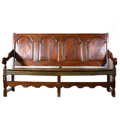 Lot 434 - A joined oak settle, mid 18th century