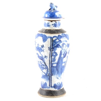 Lot 26 - A Chinese crackle glaze blue and white vase, ...