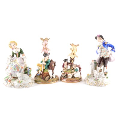 Lot 87 - Two English porcelain chambersticks, ...