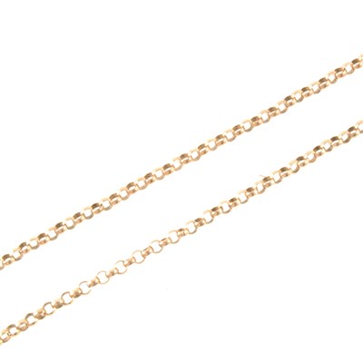 Lot 323 - A rose metal belcher link chain necklace.