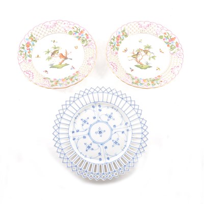 Lot 83 - A pair of Herend porcelain ribbon plates, ...