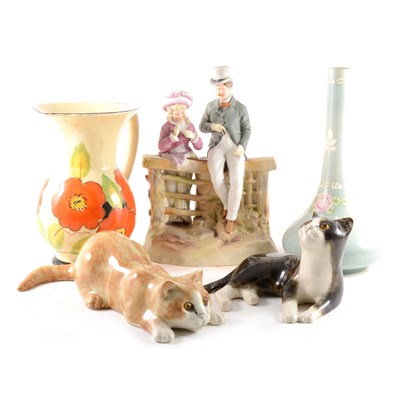 Lot 125 - Two Mike Hinton cats with glass eyes, ...